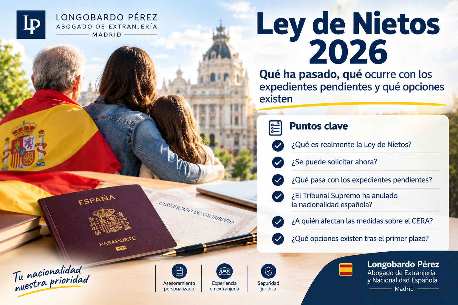 Longobardo Pérez | Ley de Nietos 2026: qué ha pasado con la nacionalidad española y expedientes pendientes